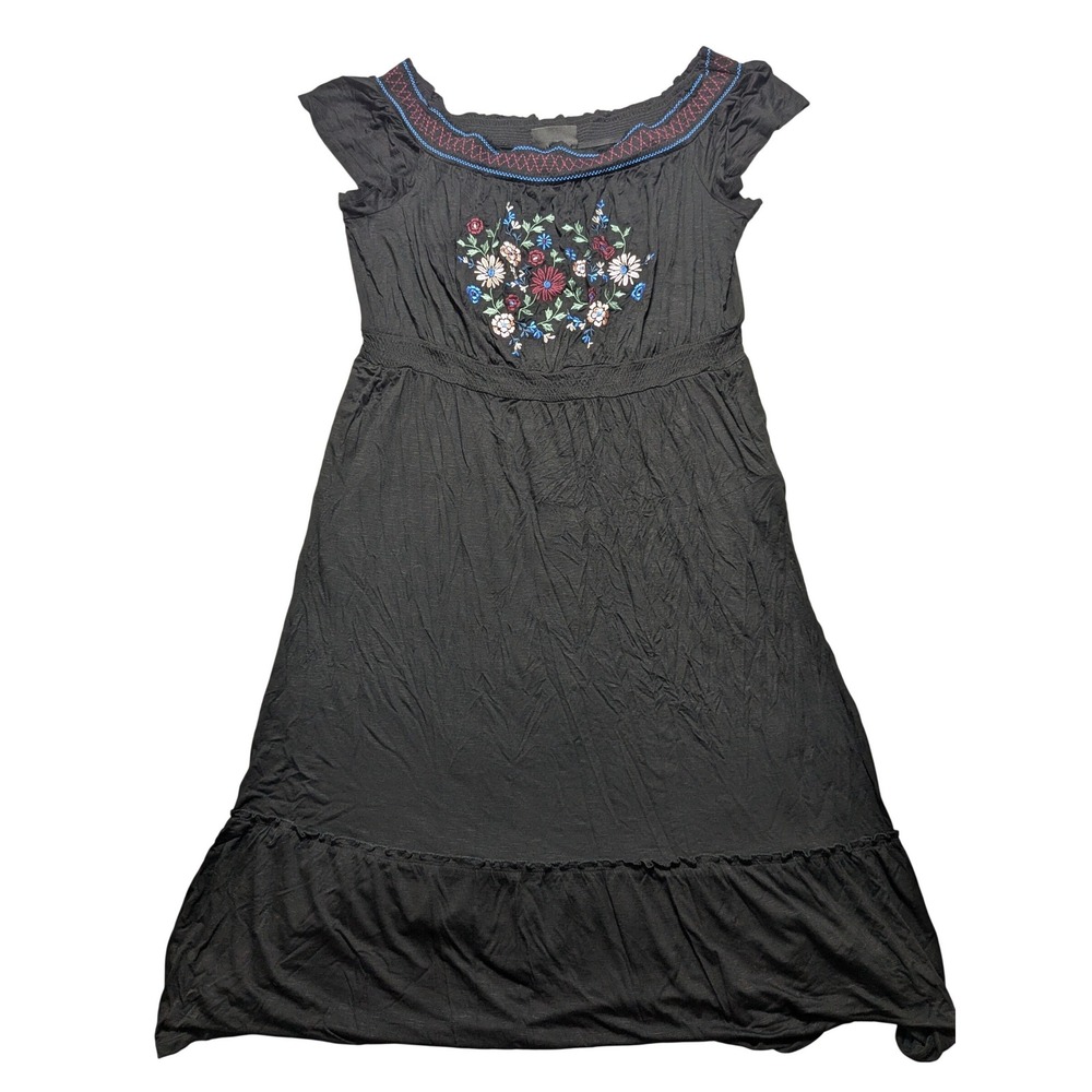 Lane Bryant Black Floral Embroidered Boho Maxi Dress Plus Size 26/28 NEW
